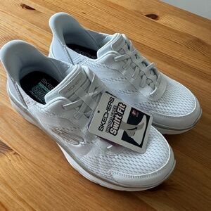 Skechers White Mesh Women Sneakers